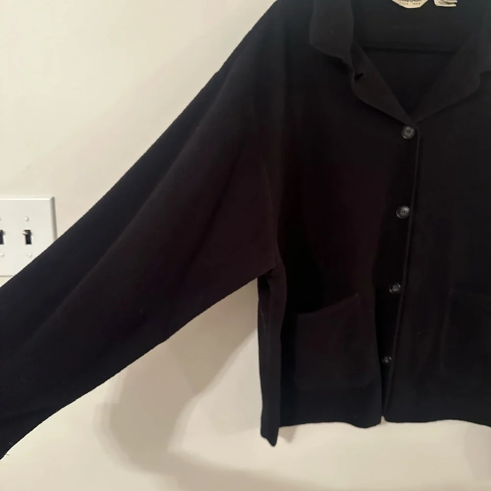 Vintage Eddie Bauer Black Fleece‎ Button-Down Jacket Short Coat Size XXL - Picture 3 of 6